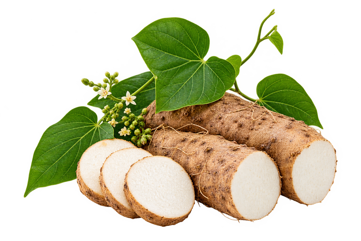 Ubi Cina bersama daun dan bunga